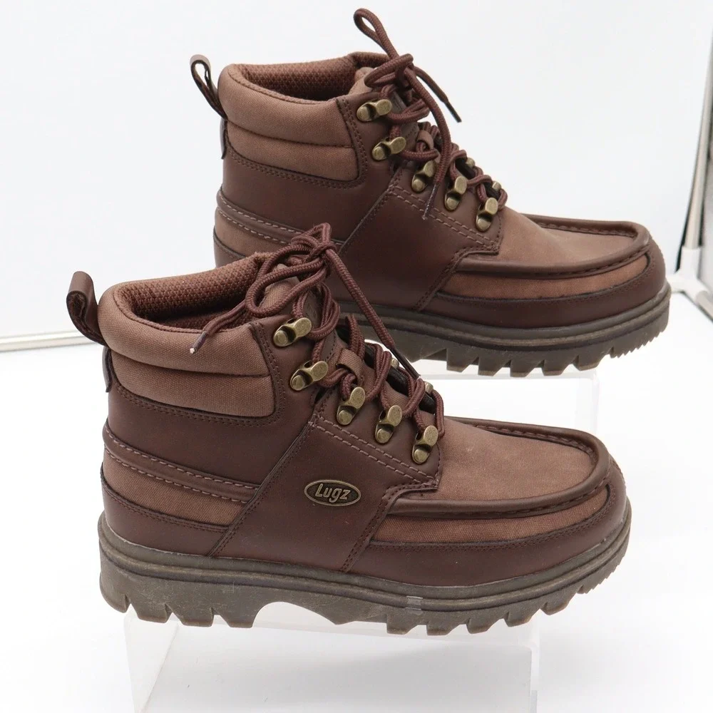 Lugz Boots Mens 7 Sycamore Brown Moc Toe Lug Sole Excellent